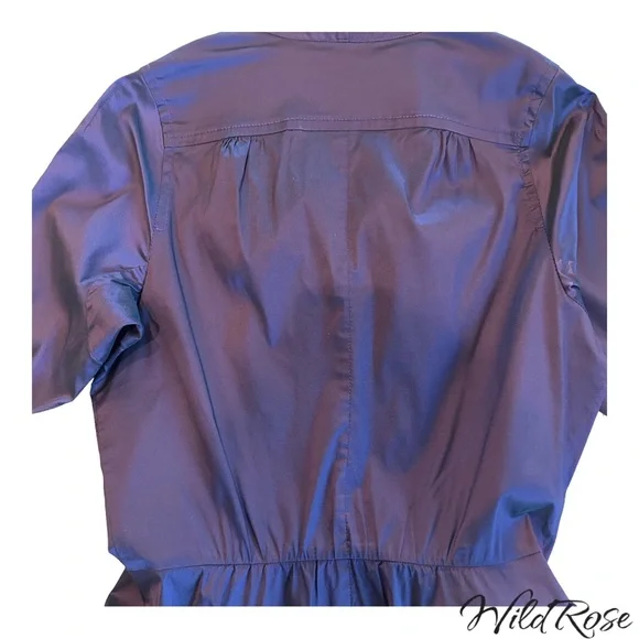 Byron Lars Eggplant Purple Button Down Flair Dress w/ Pockets SZ 10 - Picture 9 of 11